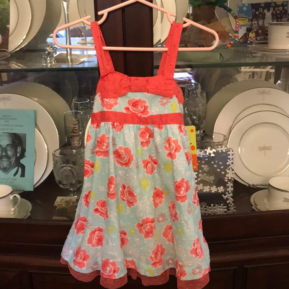 Penelope Mack Coral and blue Summer dress